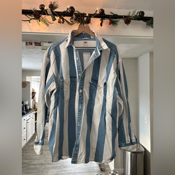 Levi's Other - Levi's Blue and White Vertical Stripe Casual Button-Down Shirt